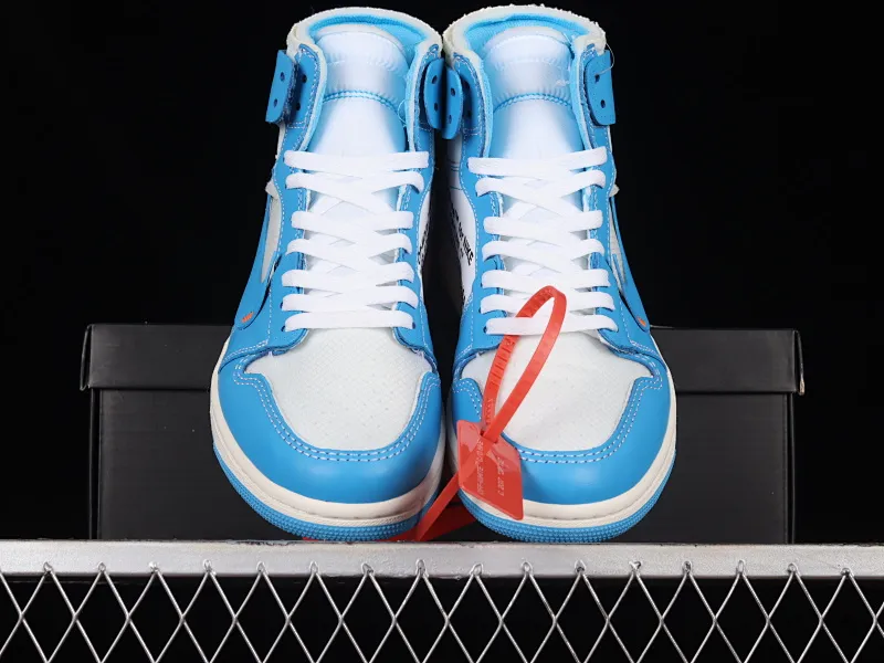 All categories Air Jordan Jordan series basketball shoes Air Jordan 1 High L version Off White x Air Jordan OW AJ1 Joe 1 joint North Carolina blue high-top basketball shoes AQ0818-148